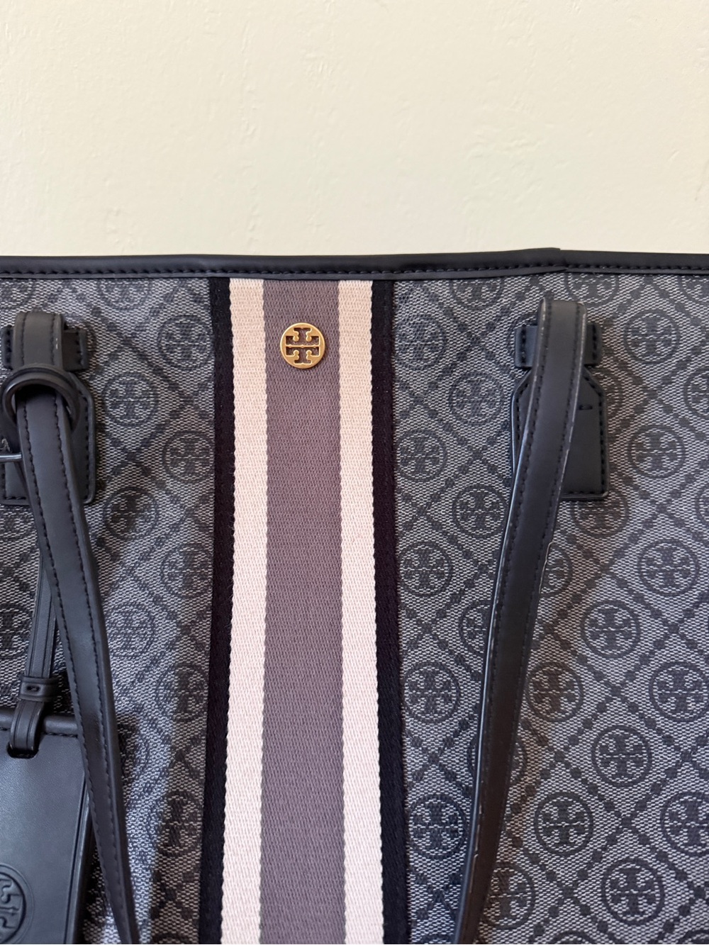 Tory Burch Gray T monogram zipper canvas tote - Picture 4 of 11